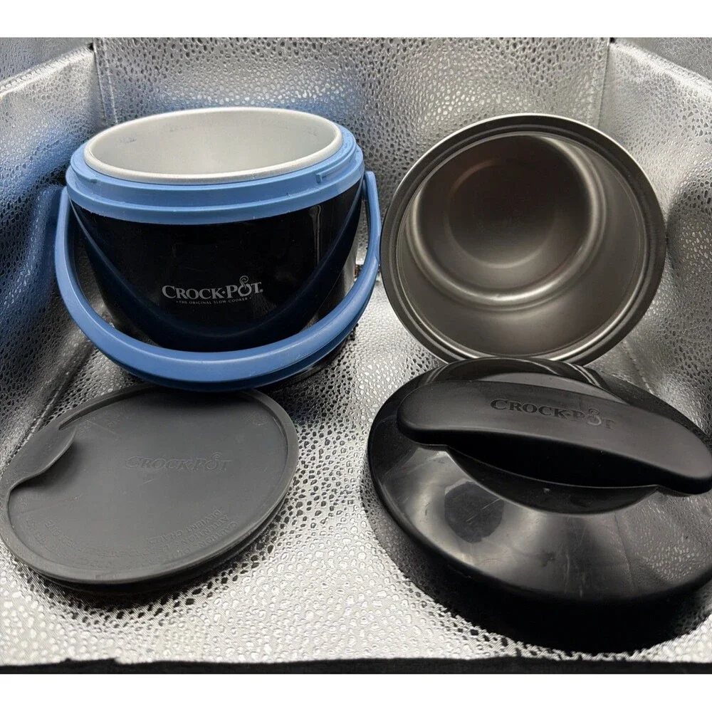 Crock-Pot Lunch Crock Food Warmer Blue Black 20 Oz Heat Travel Carry Slow Cooker